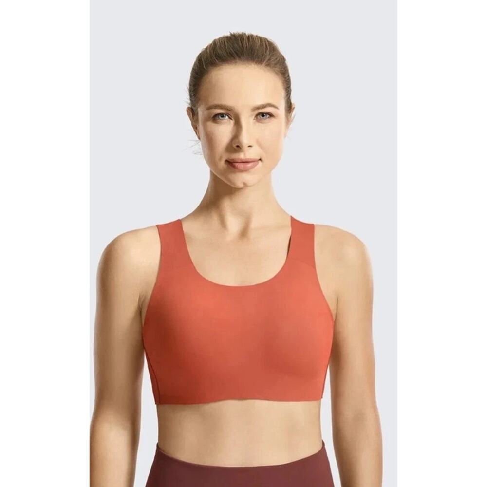 Syrokan Bra 34E Raw Clay High Impact Seamless Racerback Wirefree Sport Running